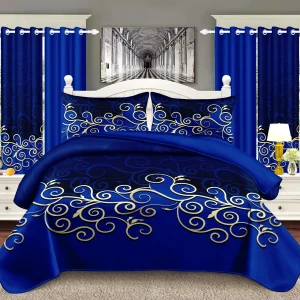 Luxury 9 Piece Bedding Set Royal Blue Satin