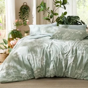 Comforter Set - 7 Pieces Floral Sage Green GentleSoft™
