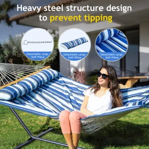 Heavy-Duty Outdoor Hammock with Steel Stand.