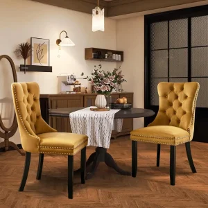 Velvet Upholstered Dining Chairs set of 2
