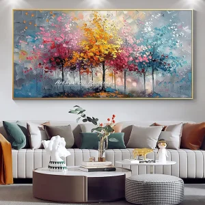 Arthyx,Large Handpainted Palette Knife Tree Oil Painting