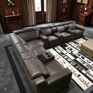 Luxury leather electric recliner multifunctional living room or theater sofa